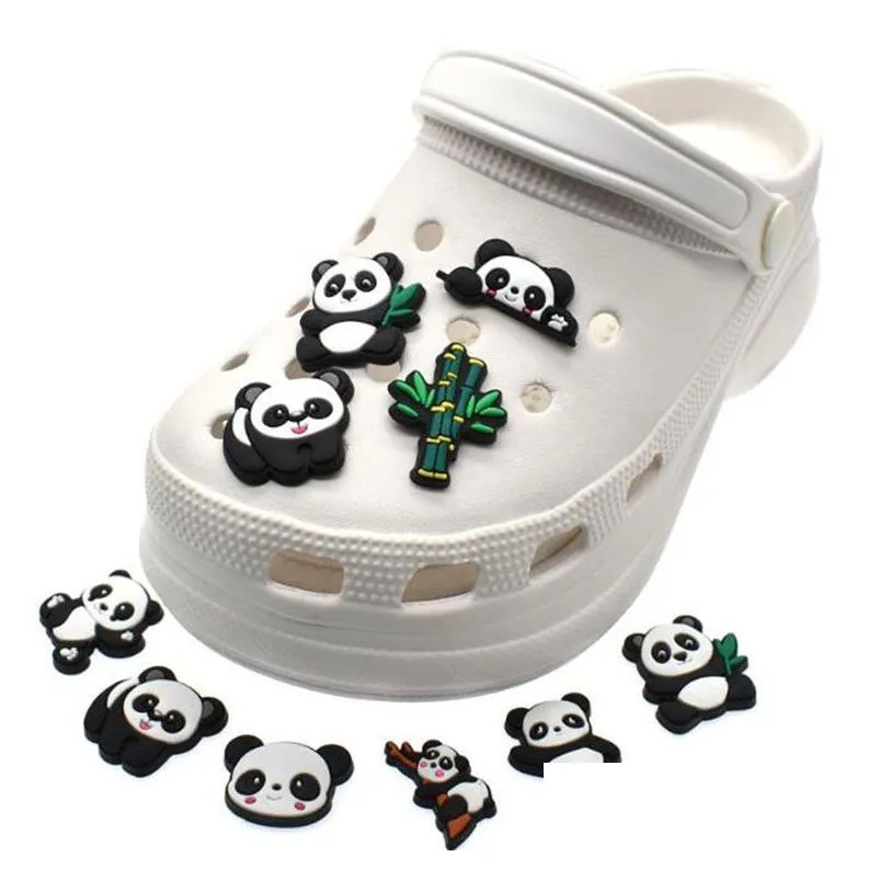 cute cartoon panda croc shoe charms pvc shoecharms buckle clog charms diy decoration accessories gift