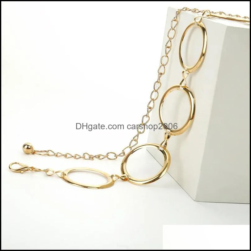 simple metal ring chain body chain female personality retro cold wind geometric waist chains 20220222 t2