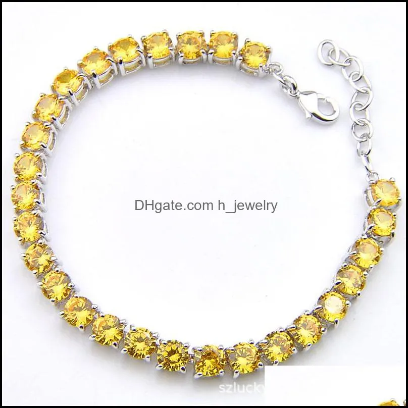 fashion gorgeous bracelets round topaz kunzite garnet peridot gemstone silver zircon tennis bracelet lovers bracelets bracele 3522 q2