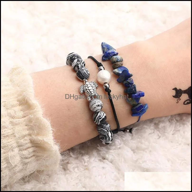 2020 arrival natural stone bracelet for women handmade woven irregular gravel beaded bangles adjustable rope braceletz