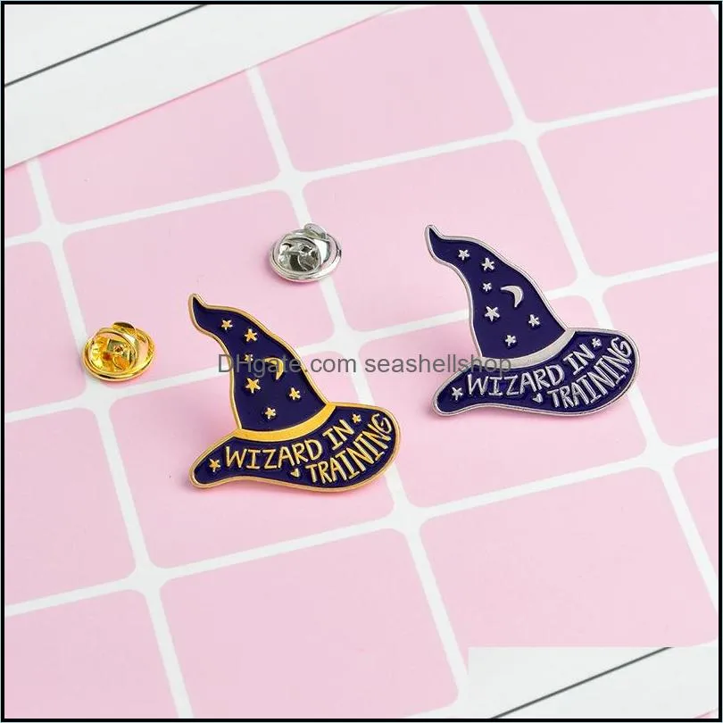 wizard in training basic witch hat brooches button pins denim jacket pin badge for bag tshirt jewelry gift for kids friends 315c3