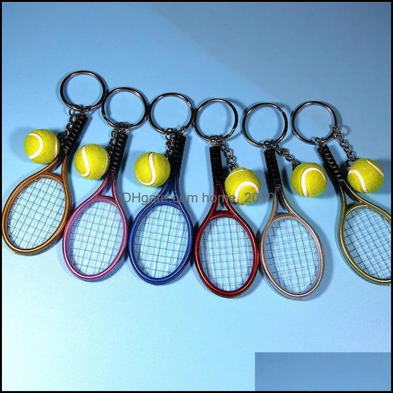 tennis racket with ball keychain key ring exquisite party lightweight sport keychains funny cute keyring for children kids wq654