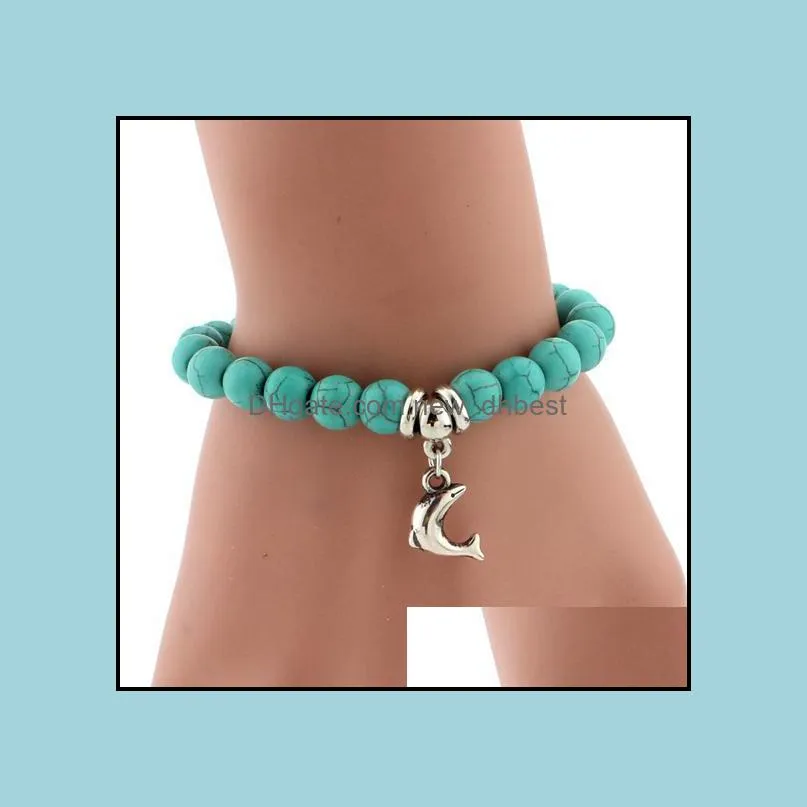 charm bracelet bangle boho vintage turquoises bead bracelets beautifully cross tree snake owl pendant fashion jewelry mens bracelets dh 