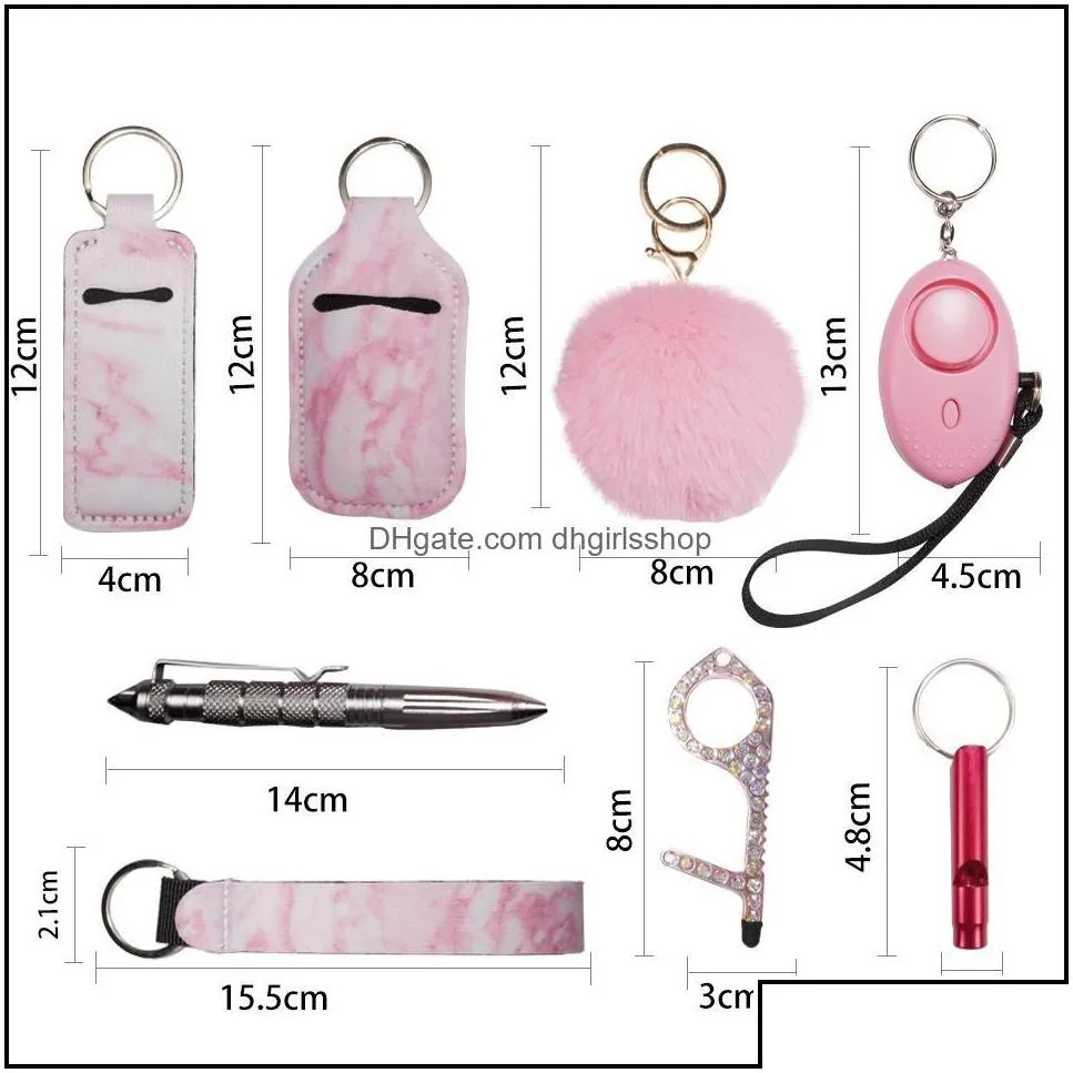 keychains fashion accessories self defense ring keychain for women portachiavnna alarm tactical pen personal defence key chain set