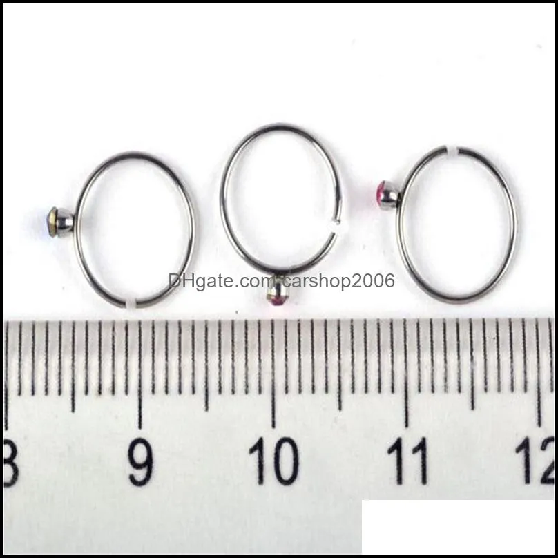 stainless steel circular nasal nail 18pcs/boxes iamond inlay nose ring jewelry accessories titanium steels stud body puncture 3 5lq y2