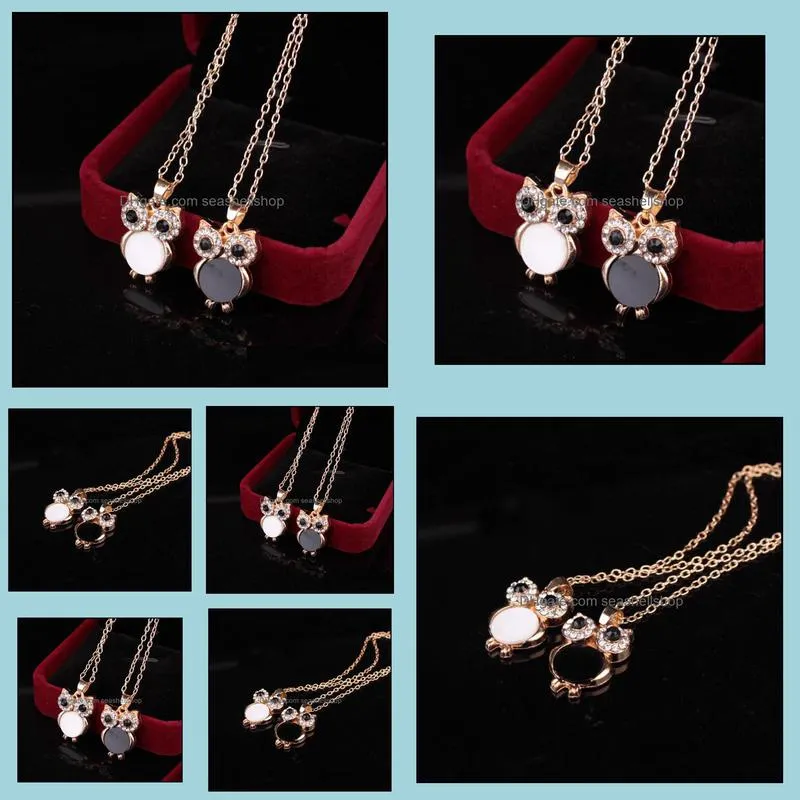 pretty owl necklaces beautifully luxury shell crystal necklace collier collares long chain maxi necklace
