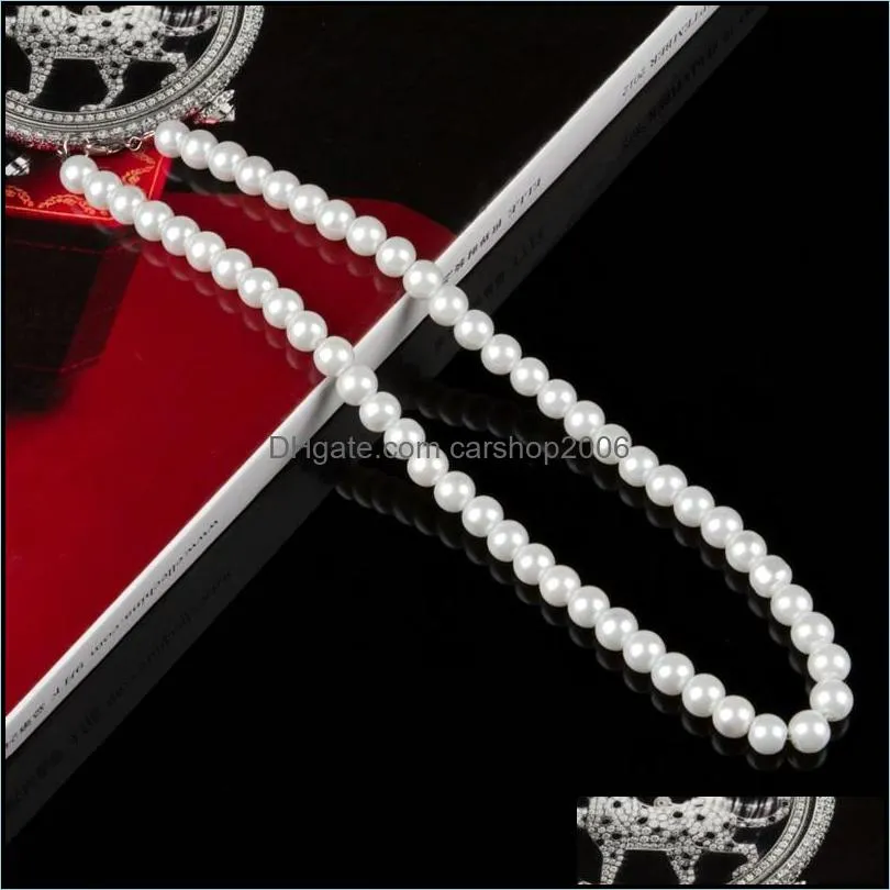 high quality synthetic pearl necklace for women trendy resizable luxury white/black beaded necklaces 600 k2