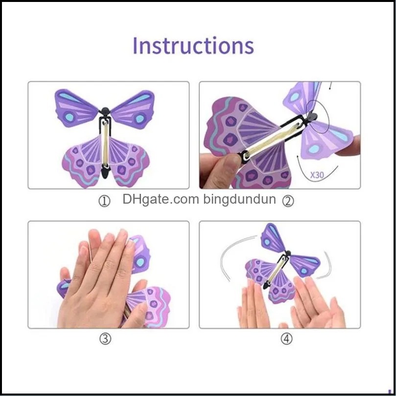 3d magic flying butterfly diy novel toy various playing methods props tricks party favor jja152