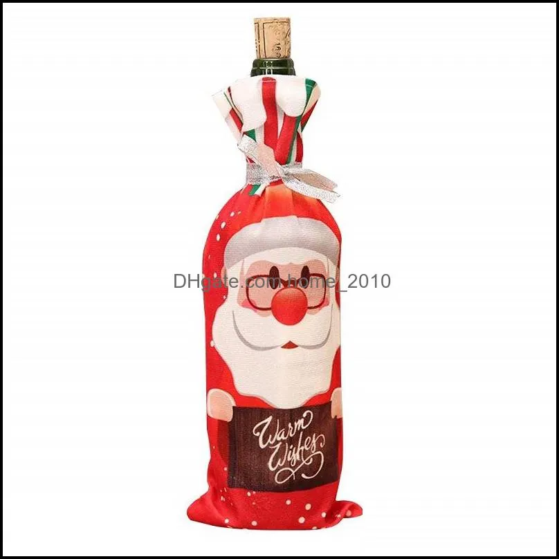 christmas decorations 2021 wine bottle cover bag navidad banquet dinner party xmas cute snowman table decor year supplies wy1428