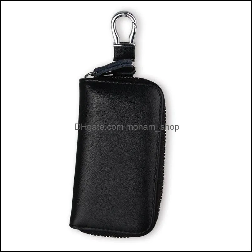 car key wallet case leather car key chain zipper key case coin holder keychain wallet pouch purse unisex storage bags