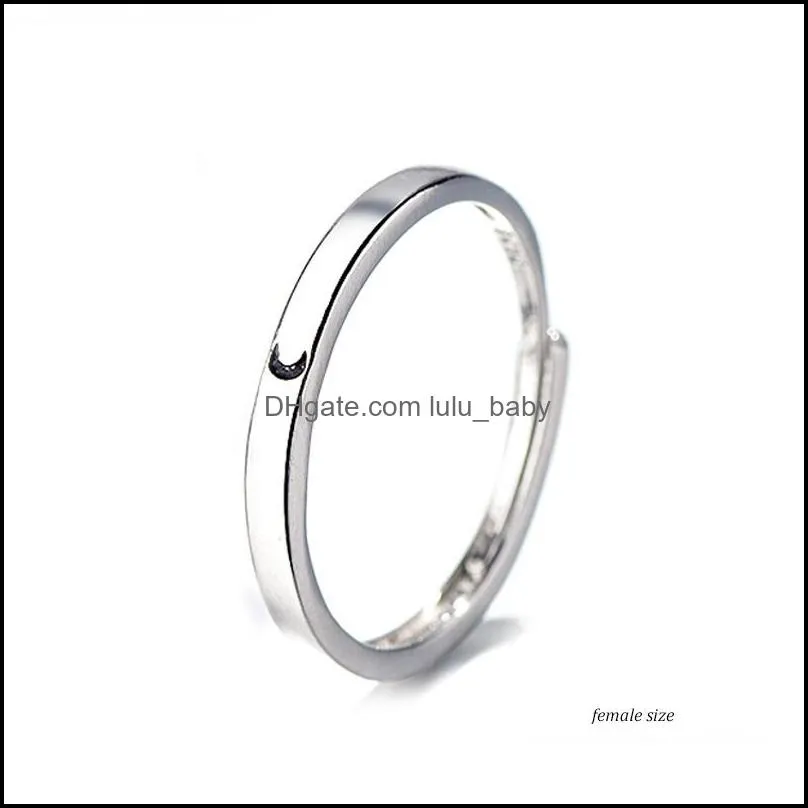 adjustable sun moon ring for men women minimalist silver color opening couple engagement rings