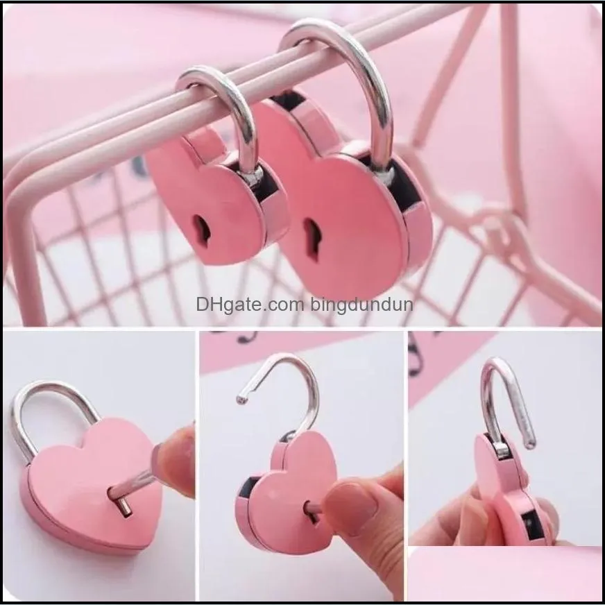 valentines day party gifts 7 colors heart shaped concentric lock metal mulitcolor key padlock gym package door locks supplies