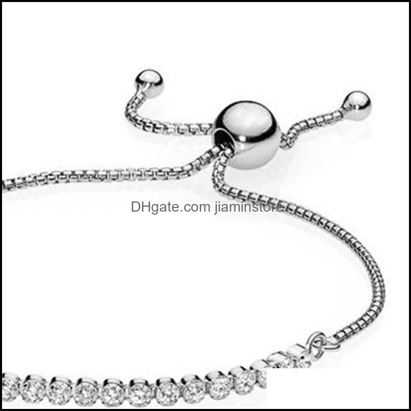 women sterling silver bracelets clear cz diamond adjustable size shining crystal bracelet fit  jewelry valentines day gift 10