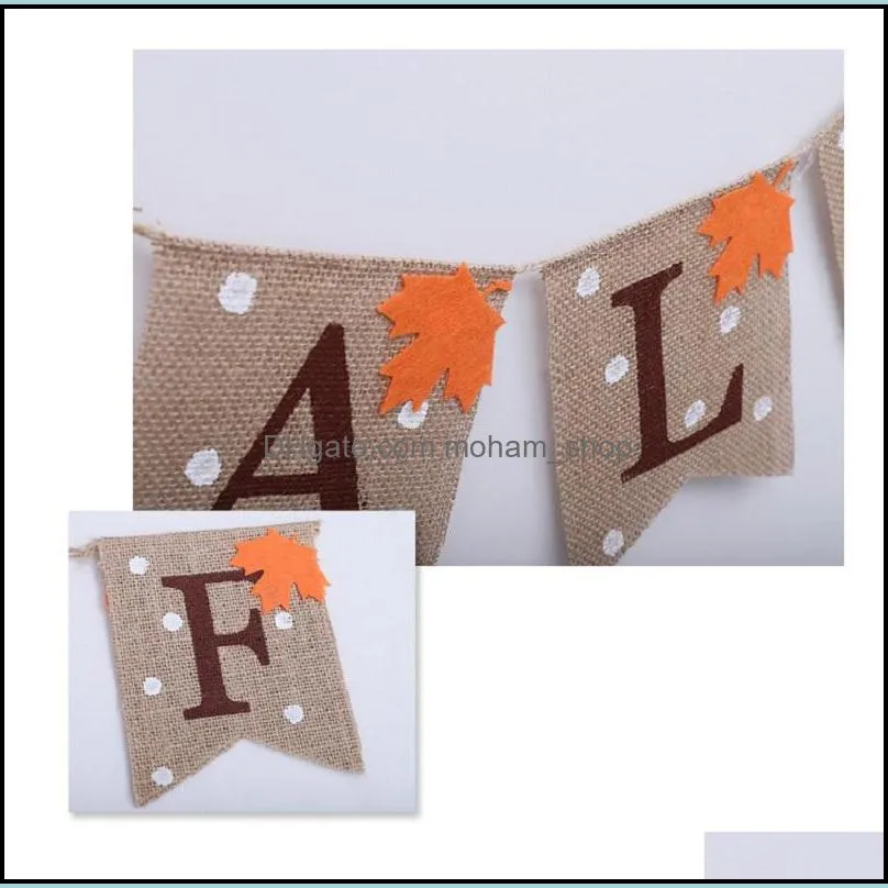 jute burlap flags banner fall banner flags happy thanksgiving day harvest fireplace mantel garland bunting decoration
