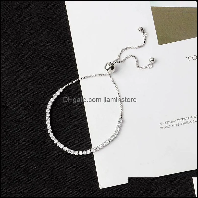 women sterling silver bracelets clear cz diamond adjustable size shining crystal bracelet fit  jewelry valentines day gift 10