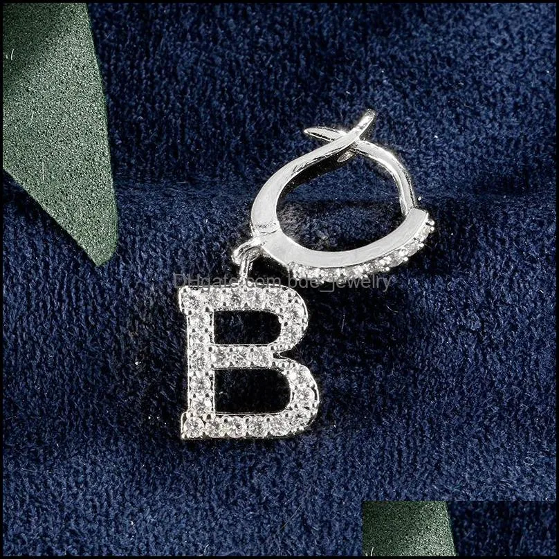 classical 26 english letters zircon ear piercing earring for women girls creative joker statement earring fashion jewelry gift