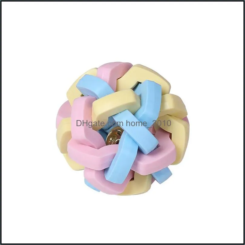 pet dog sound elastic chew ball knit contrast color grind teeth ball toothbrush chews toy ball training pet product wq235
