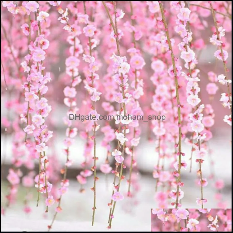 200cm sakura cherry blossom rattan vine artificial flowers silk wedding party decoration ivy wall hanging garland wreath decorative 