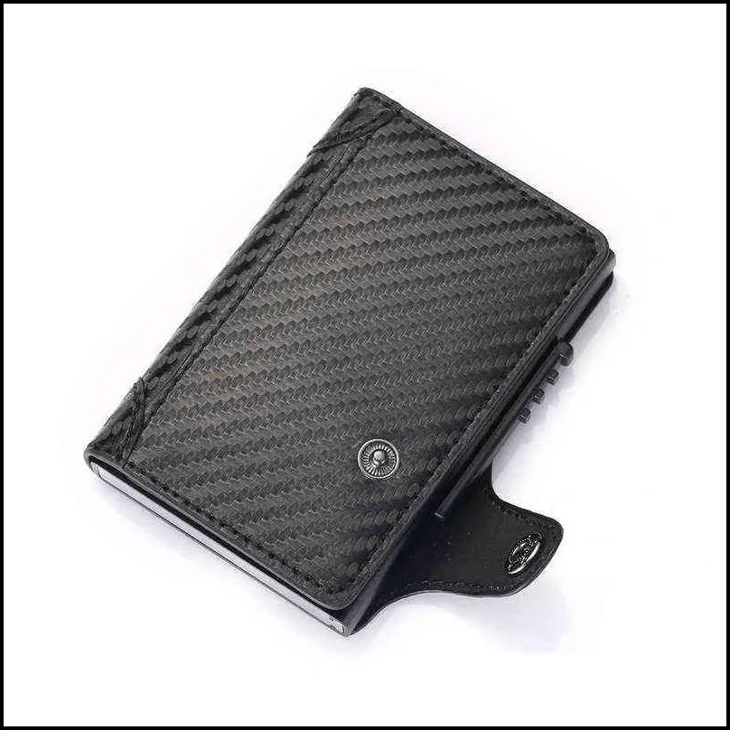 zovyvol men and women slim card holder carbon fiber pu leather card wallet rfid blocking card case for travel drop shipping j220809