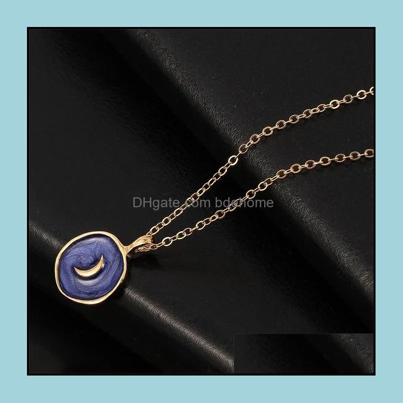 simple star moon heart necklace womens fashion long chain round love lightning pendant necklace girl lover creative jewelry bdehome