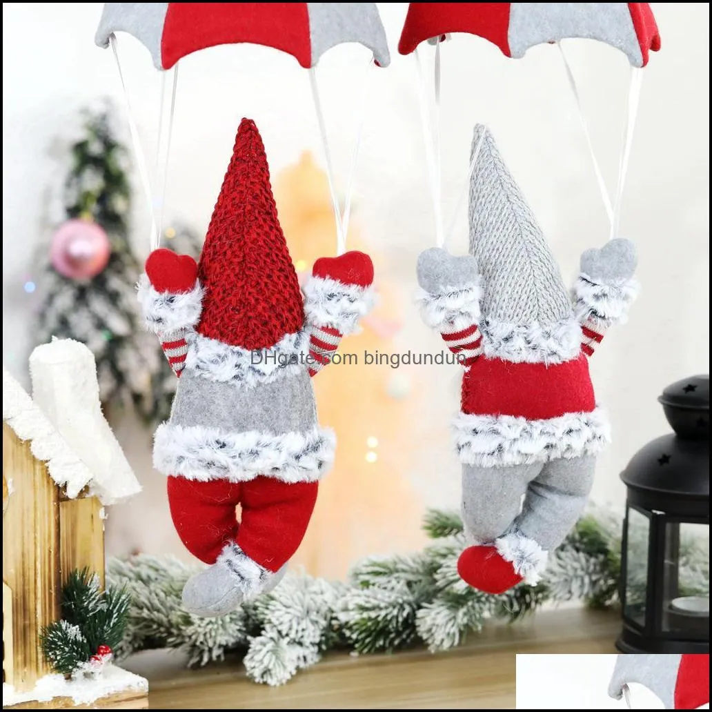 christmas decorations plush faceless gnome skydiving elderly parachutes christmas window hanging decoration gifts pab11824