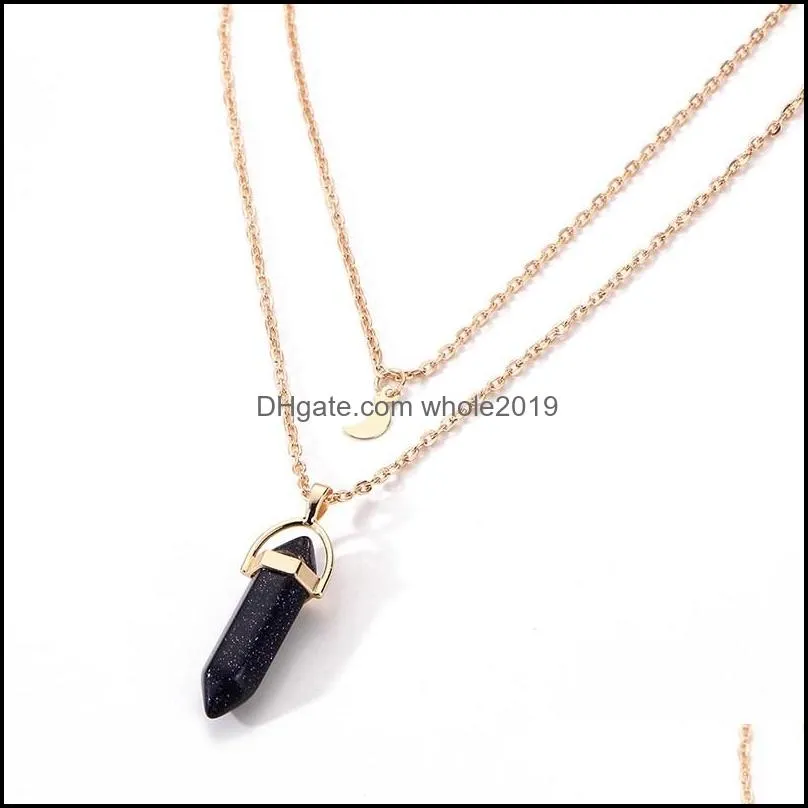 necklace charms jewelry healing crystals amethyst rose quartz chakra healing women men natural stone pendants gold chain necklaces