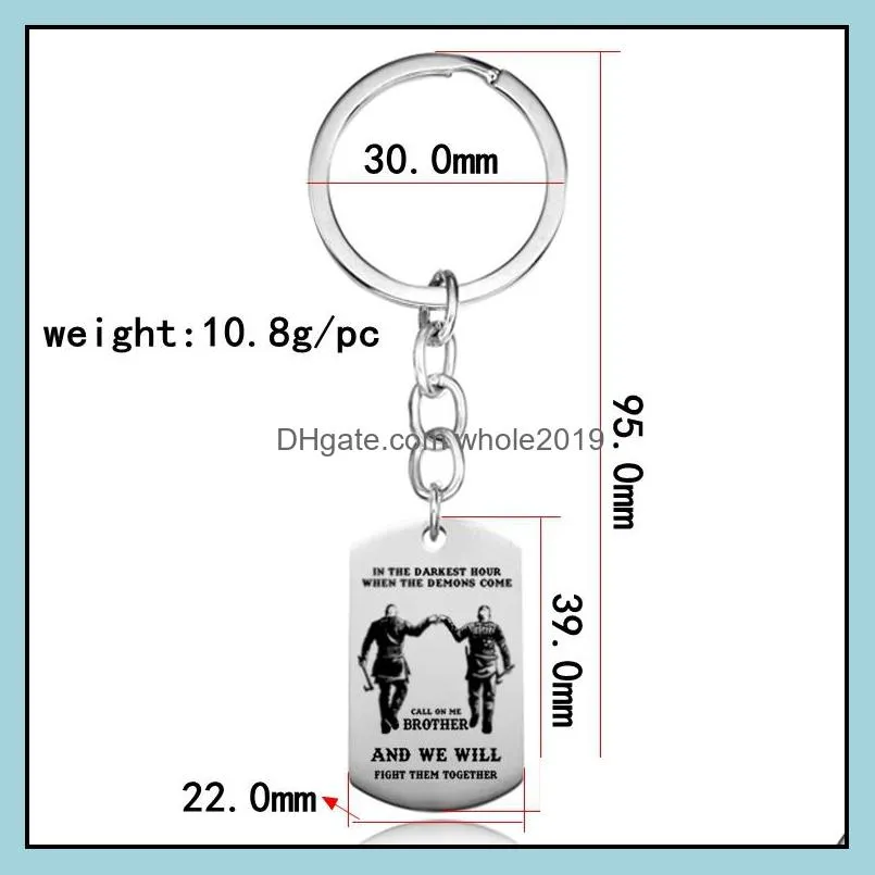 creative stainless steel keychain brother key rings jewelry in the darkest hour when the demons come fight them together key ring