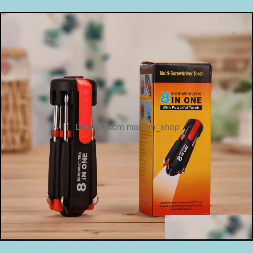 multiscrewdriver torch 8 in 1 screwdrivers with 6 led powerful torch tools light up flashlight screw driver home repair tool sn3588