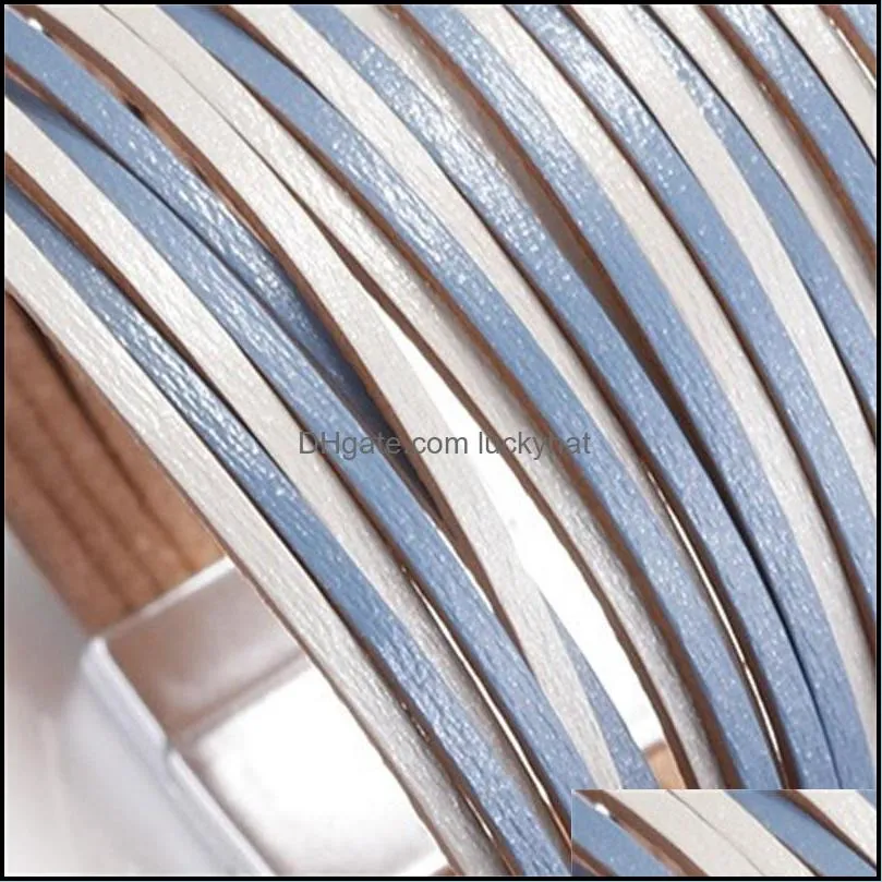 2021 vintage leather wrap bracelets for women multiple layer charm slim strips wide bracelet bangle fashion jewelry 426 z2