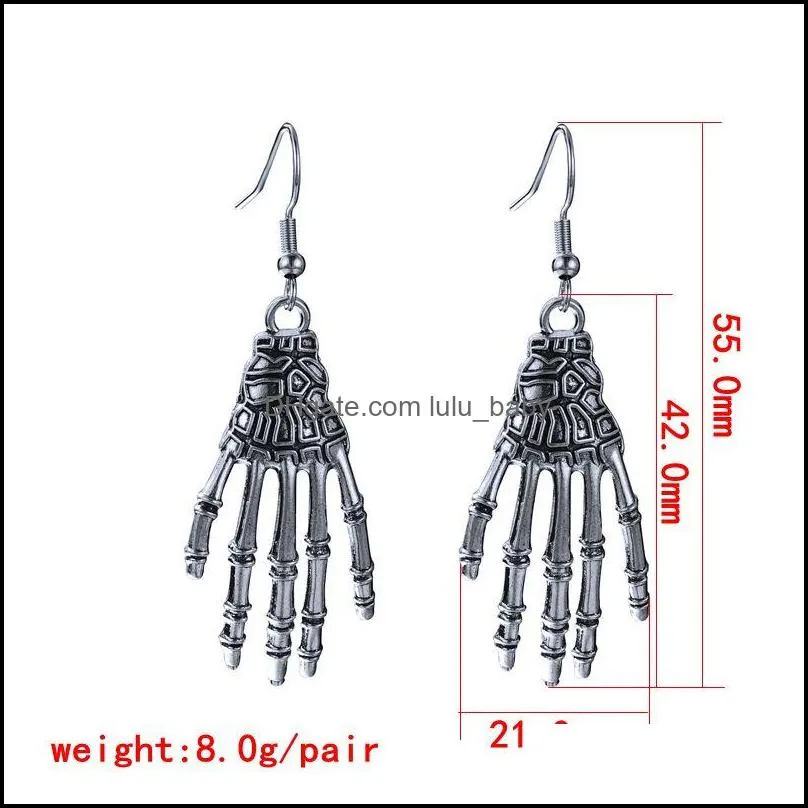 vintage halloween skull hand earring for women and children skull bones dangle earrings