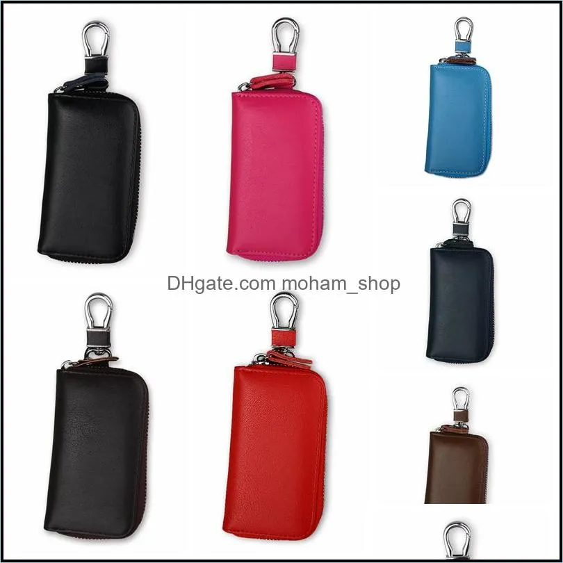 car key wallet case leather car key chain zipper key case coin holder keychain wallet pouch purse unisex storage bags