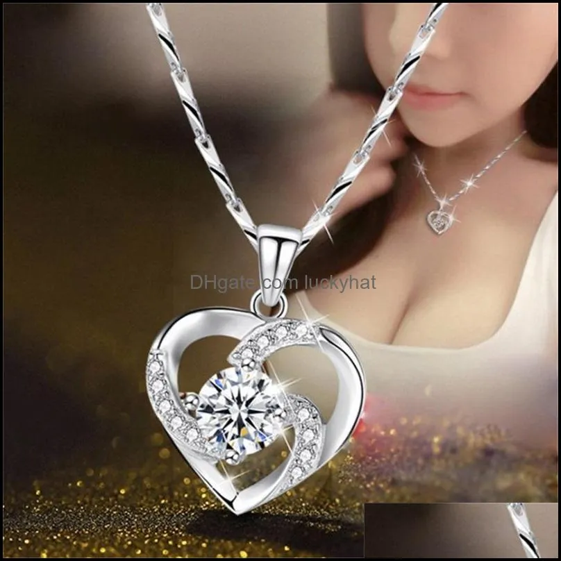 love crystal necklace sliver sapphire pendant necklaces birthday gift for women jewelry white purple 3 2lr q2