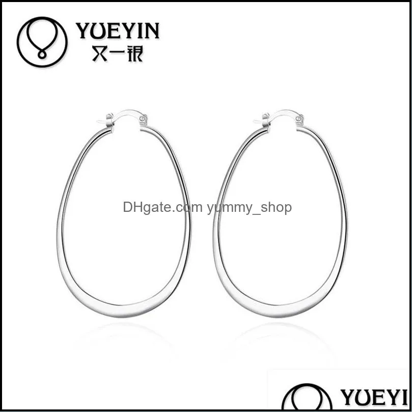 womens sterling silver plated flat u earrings hoop huggie gsse001 fashion 925 silver plate earring gift 2196 q2