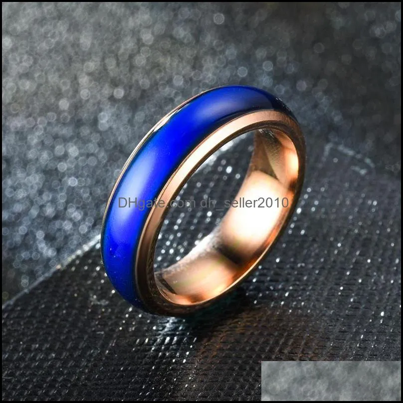 temperature rings for couple mens warm ring color changing smart stainless steel ring female finger jewelry