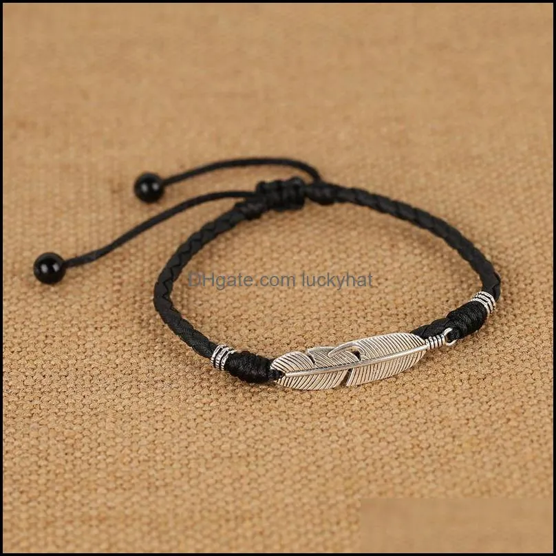 anklets simple adjustable handmade leaf woven rope lucky foot bracelet for women men jewelry 2208 t2