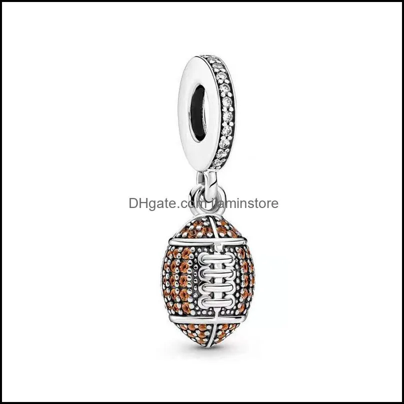 100 925 sterling silver american football dangle charms fit original european bracelet fashion women wedding jewelry accessories 31
