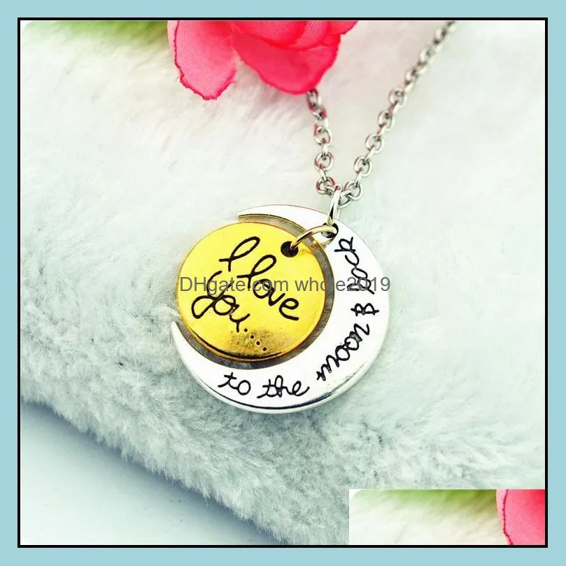 statement necklaces engraving quality jewelry i love you sun moon necklaces 925 silver 24k gold chains necklaces