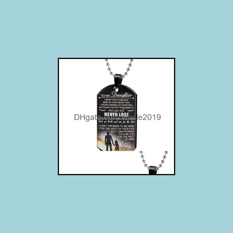 color printing stainless steel tag necklace to my son to my daugging keychain