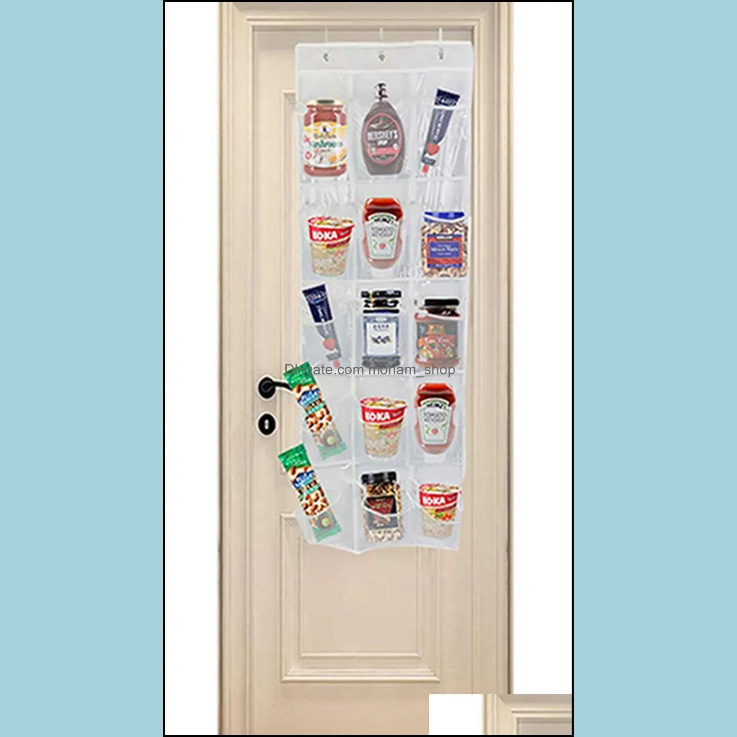 15 pocket over the door pantry organizer crystal clear hanging pantry shelving and storage rack for accessories storage kitchen