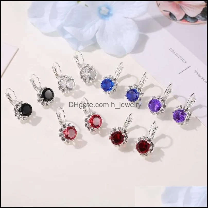 fashion sun flower stud earring multicolor crystal drop earrings long silver plated ear hook for ladies elegant wedding party