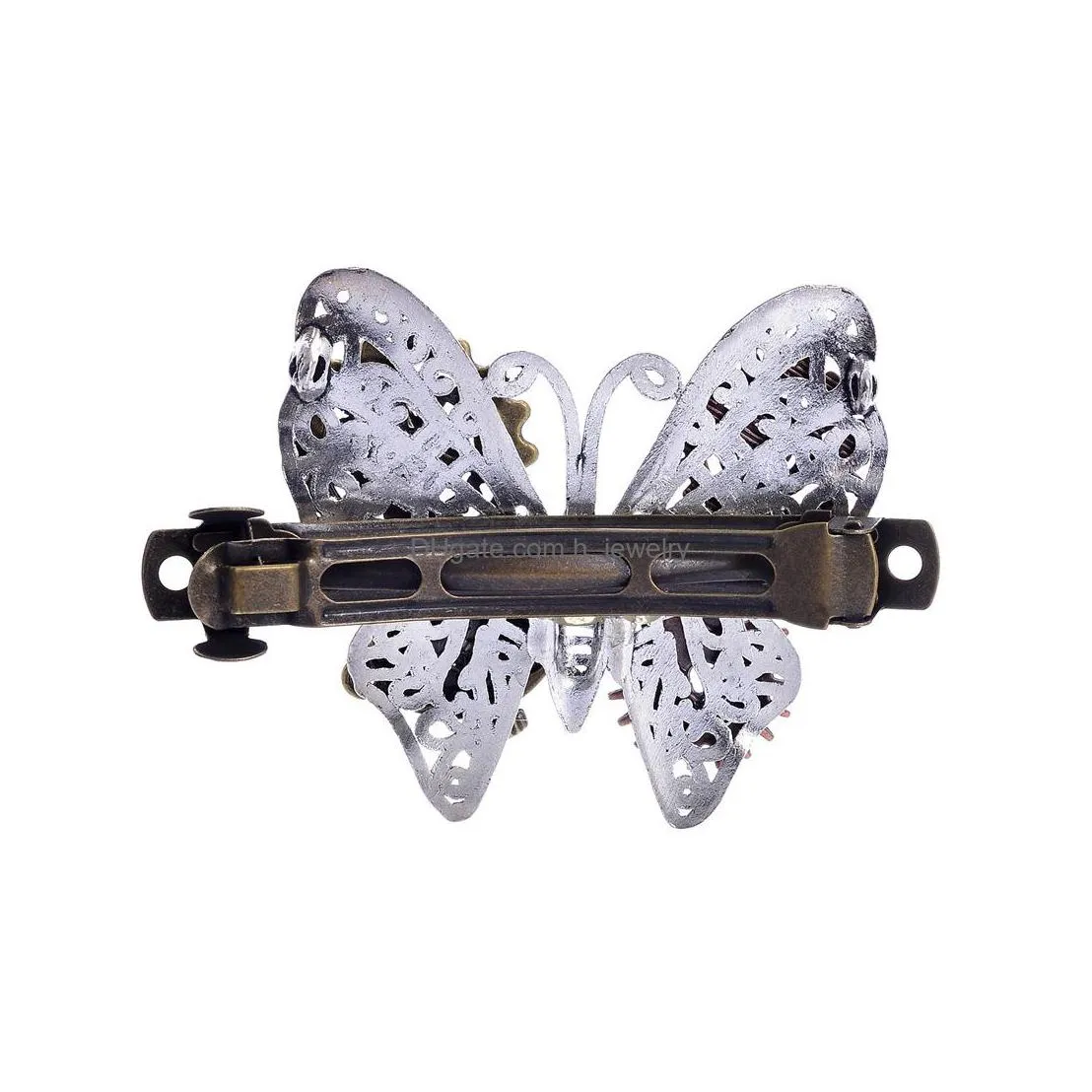 fashion jewelry womens vintage butterfly barrette steampunk gear alloy butterfly hairpin hair clip bobby pin lady barrette