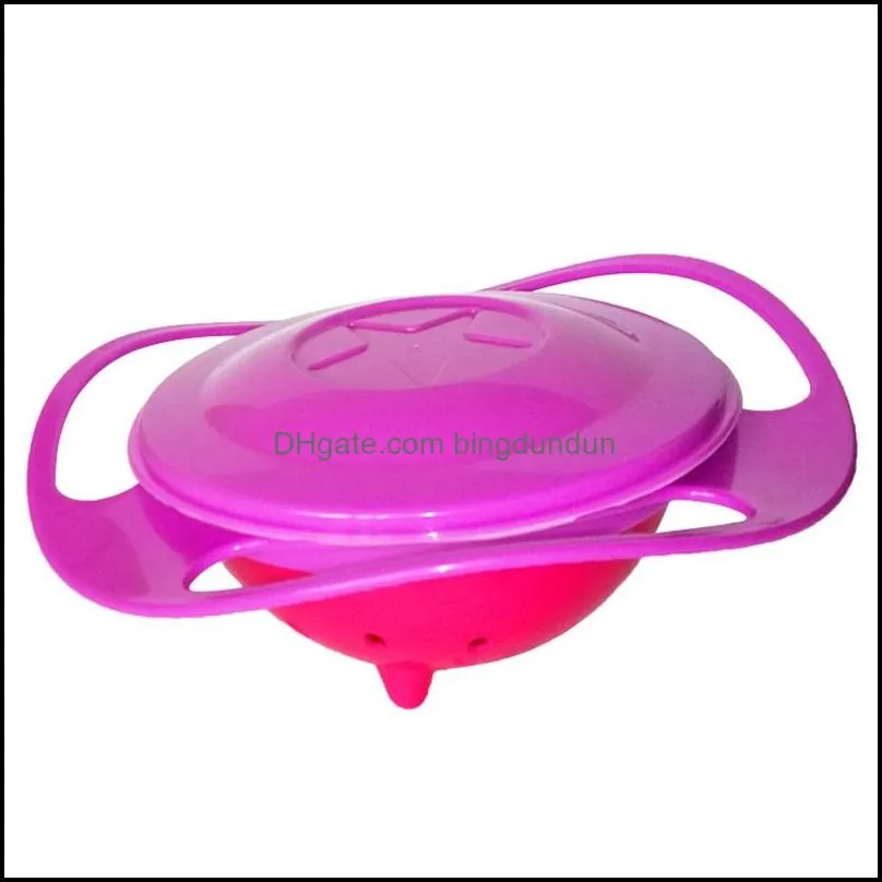 kid gyro bowl practical design tableware children rotary balance novelty gyro umbrella 360 rotate spillproof solid feeding dish