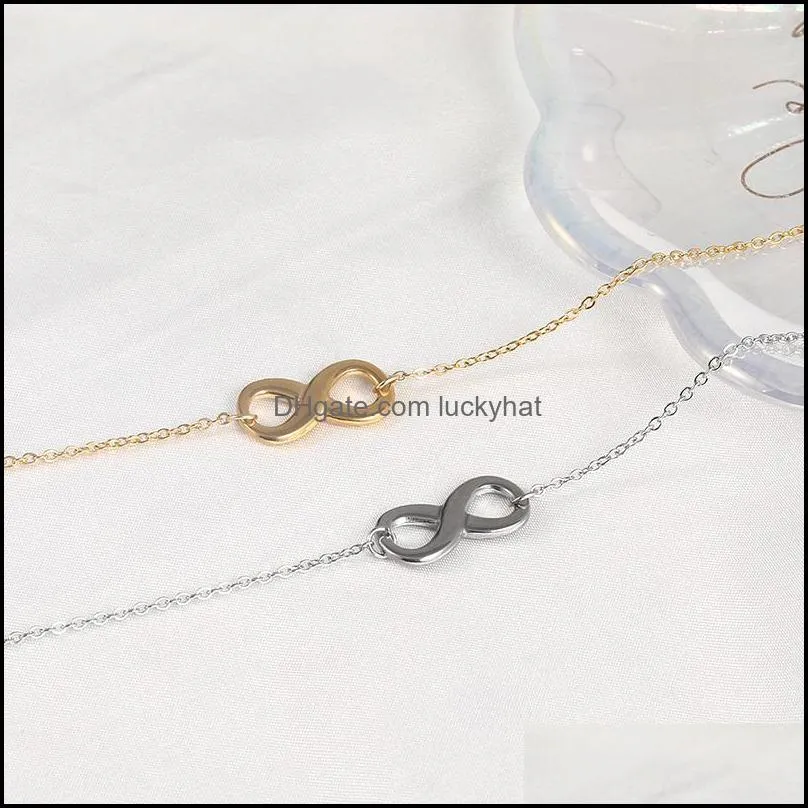  design stainless steel infinity symbol bracelet for women girl gold silver color charm bracelets friends gift jewelry