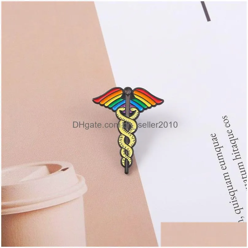 fashion jewelry vintage pins star of life medical logo brooch for man woman rainbow enamel angel wing snakes brooches