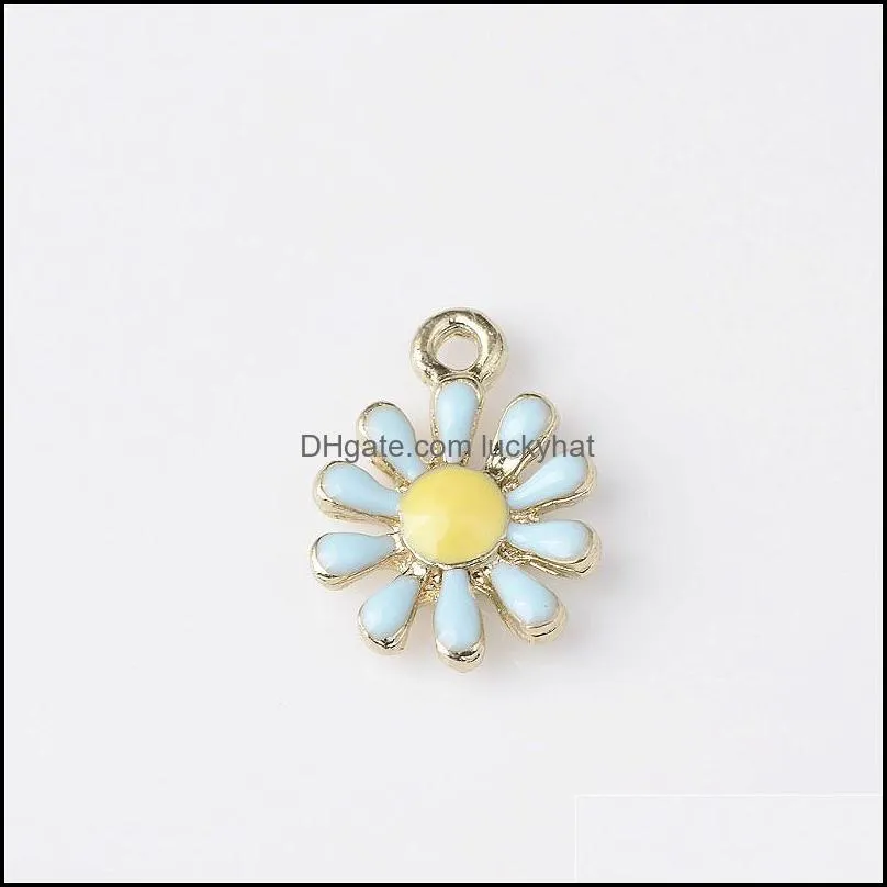  vintage enamel daisy sun flower alloy gold tone charms fit for pendant earrings bracelet jewelry making accessory 794 r2