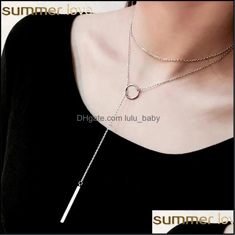 fashion jewelry round circle long tassel necklace women exquisite silver color pendant necklace sweater accessories gifts