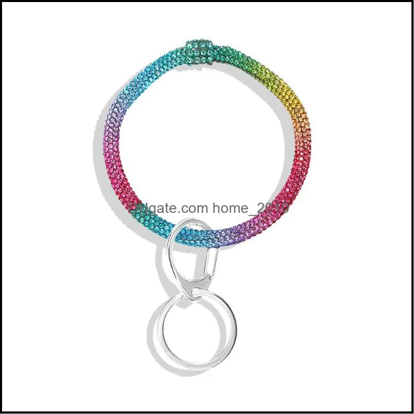 silicone diamond bracelet party favor wrist key ring wristband chains circle wristlet car keychains wrists strap wll486