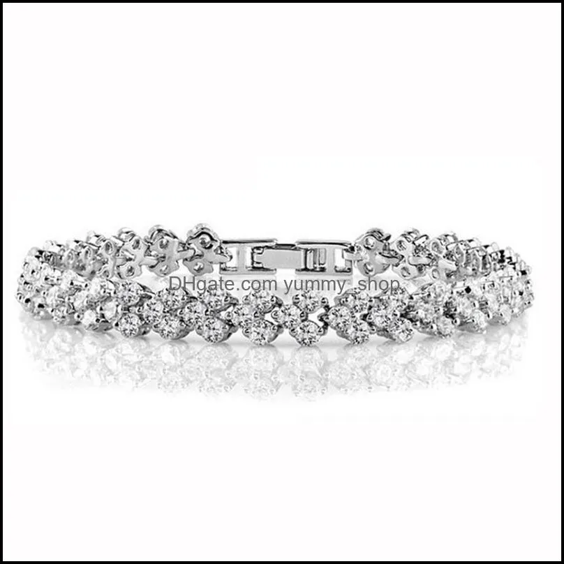 luxury austria shining crystal bracelets genuine 925 sterling silver charms bracelet diamond roman tennis link bracelet jewelry 513 q2