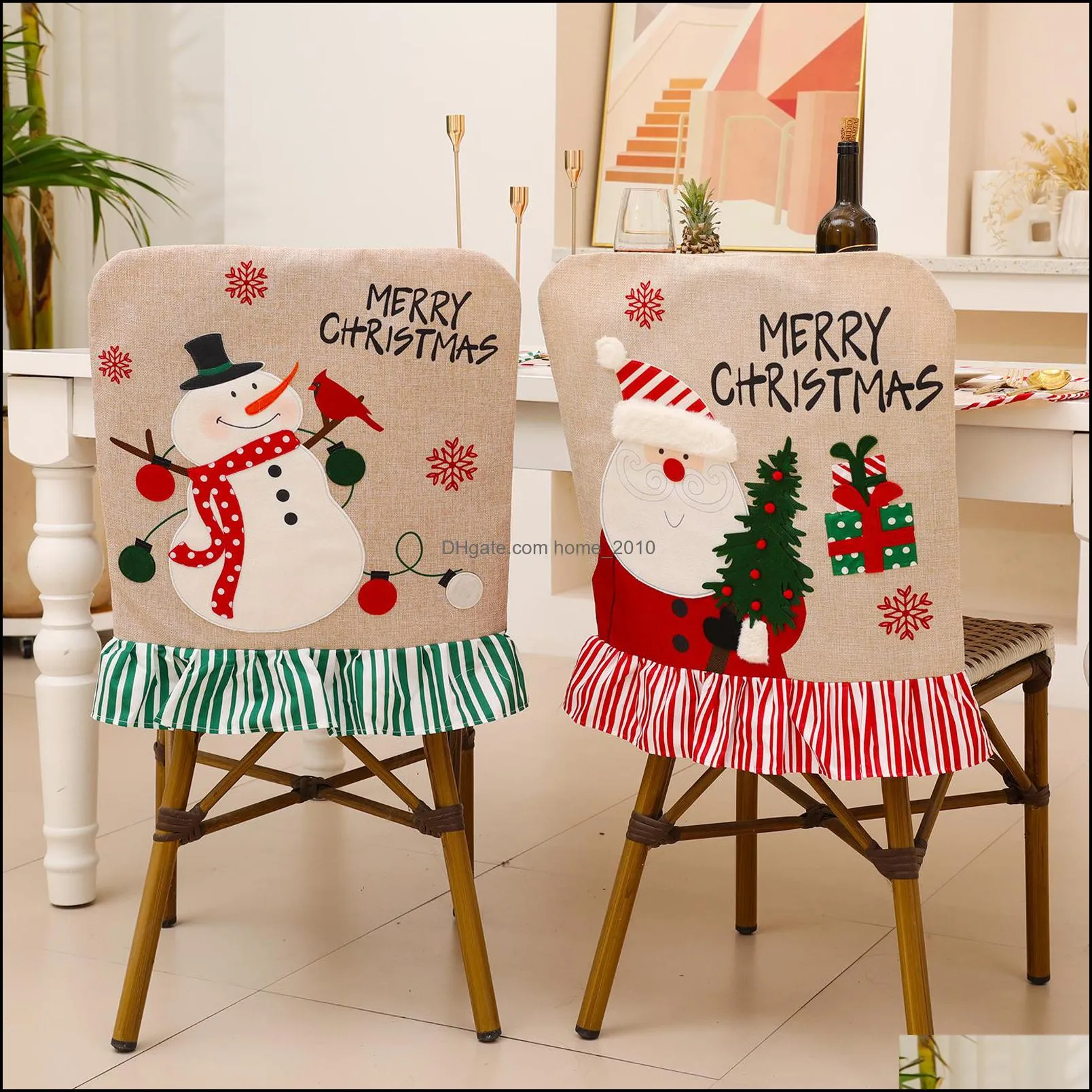 christmas decoration chair cover back case snowman reindeer elk table houseware decorations party favor xmas supplies yfa3052