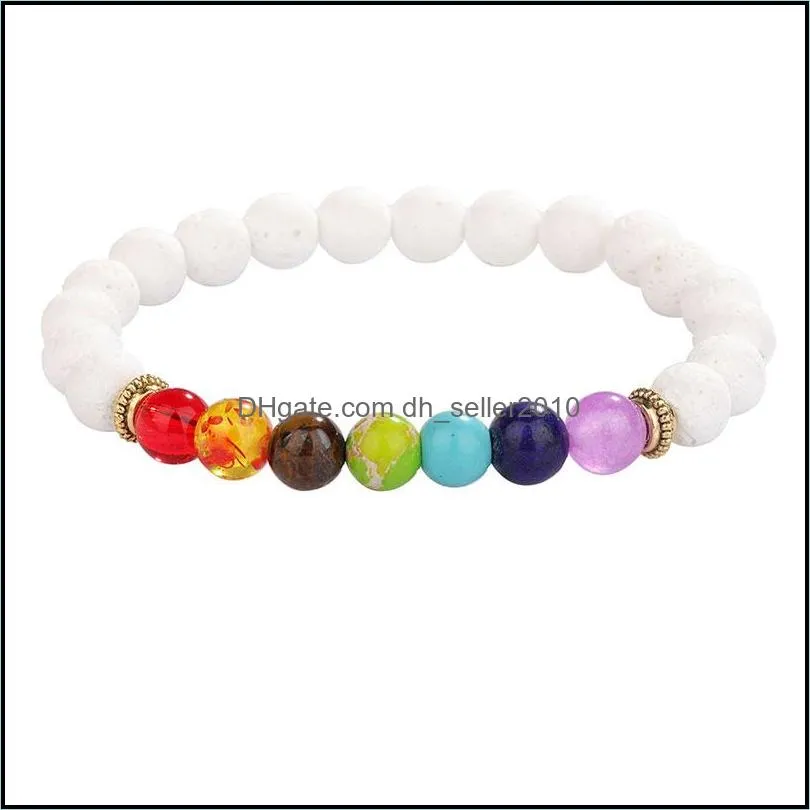 7 chakras reiki healing stone link bracelet yoga balance energy natural volcanic stones beads diy handmade jewelry beaded bracelets